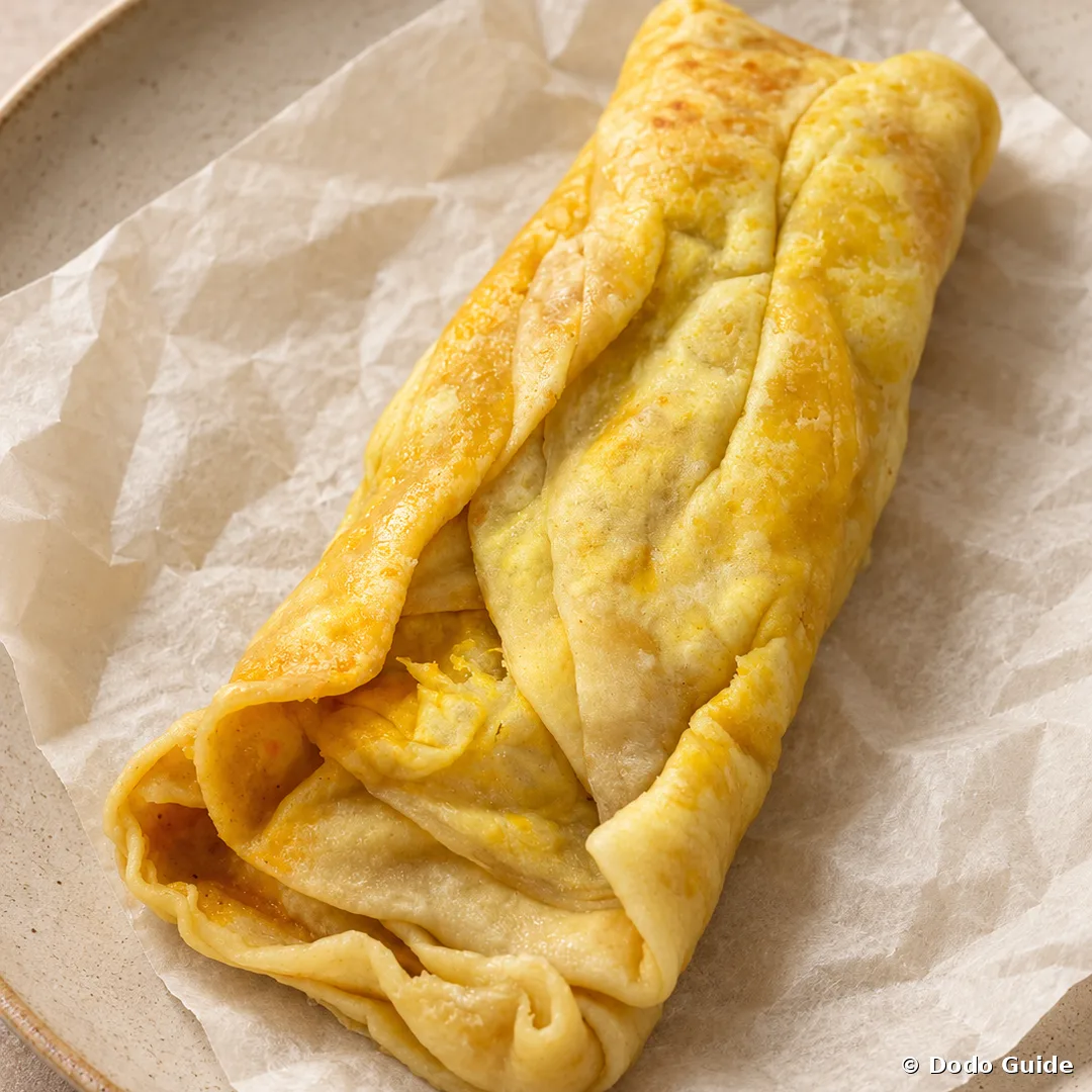 A folded farata on baking paper