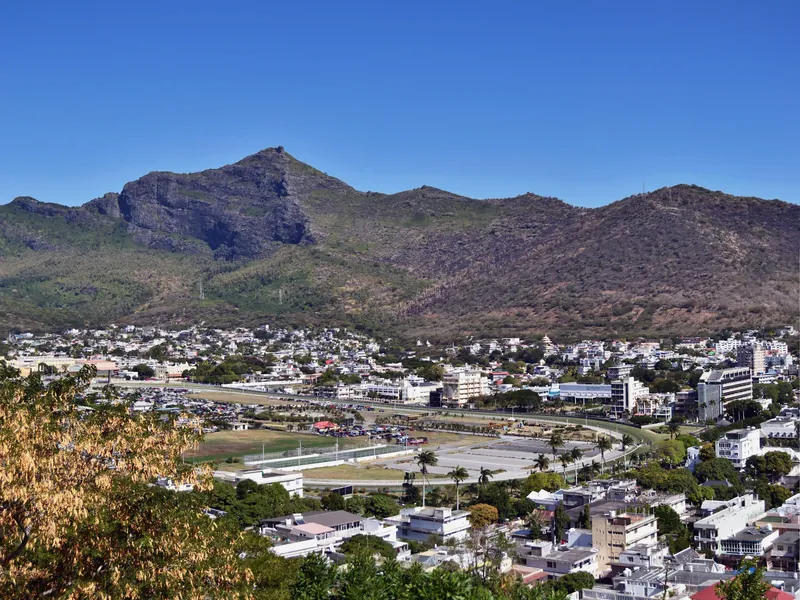 Port Louis and the Champ de Mars below the mountains